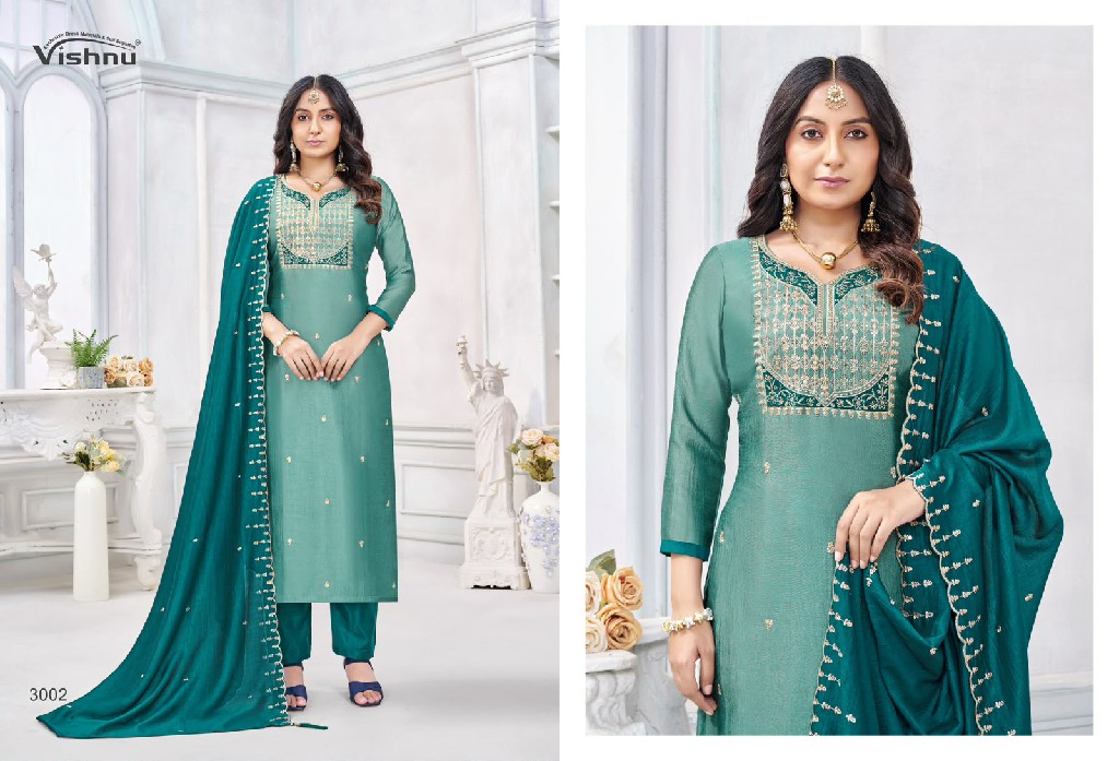 VISHNU JAMAINA WHOLESALE VICHITRA SILK FASHIONABLE UNSTITCH SALWAR SUITS SUPPLIER