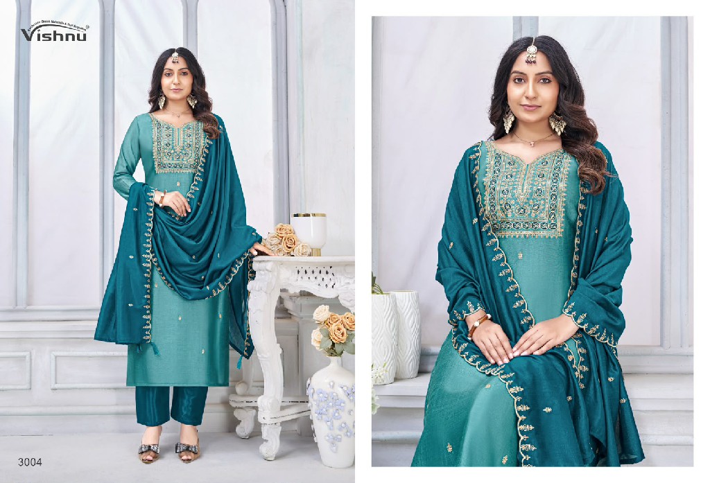VISHNU JAMAINA WHOLESALE VICHITRA SILK FASHIONABLE UNSTITCH SALWAR SUITS SUPPLIER