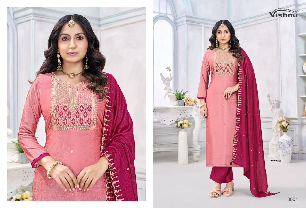 VISHNU JAMAINA WHOLESALE VICHITRA SILK FASHIONABLE UNSTITCH SALWAR SUITS SUPPLIER