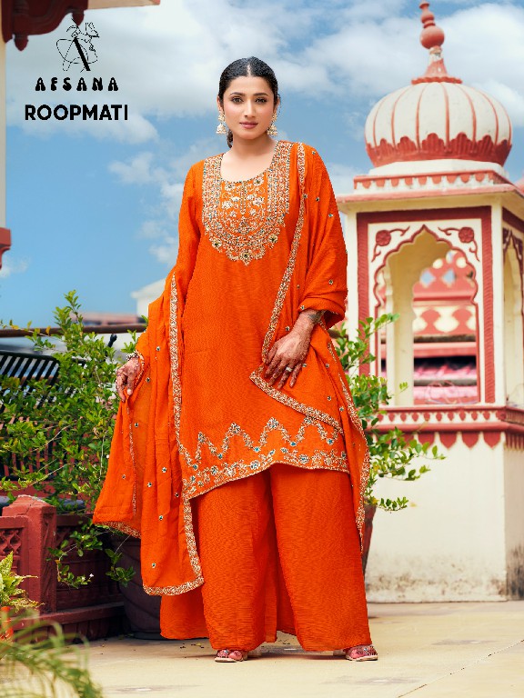 AFSANA ROOPMATI WHOLESALE READYMADE PREMIUM CHINON FESTIVE COLLECTION 3 PCS COMBO SET SUITS ONLINE