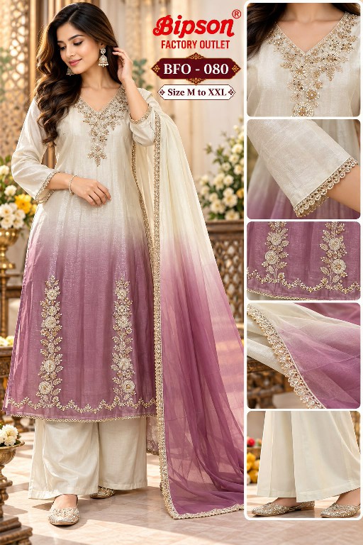 BIPSON D.NO 80 WHOLESALE READYMADE SHADED SHIMMER WITH HAND WORK 3 PCS COMBO SET SUITS EXPORTER