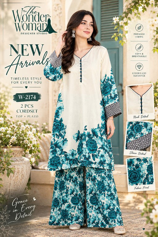 WONDER WOMAN D.NO 2174 WHOLESALE READYMADE IMPORTED SATIN BEAUTIFUL FLORAL PRINT COMBO CORD SET FOR EXPORT