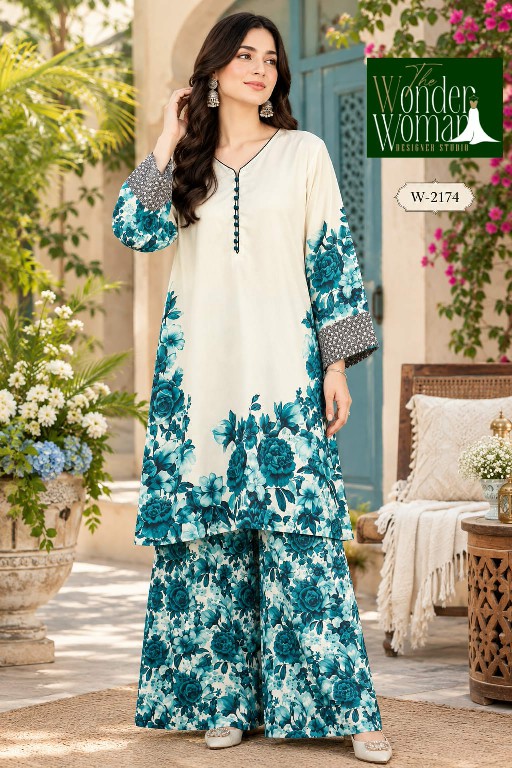 WONDER WOMAN D.NO 2174 WHOLESALE READYMADE IMPORTED SATIN BEAUTIFUL FLORAL PRINT COMBO CORD SET FOR EXPORT