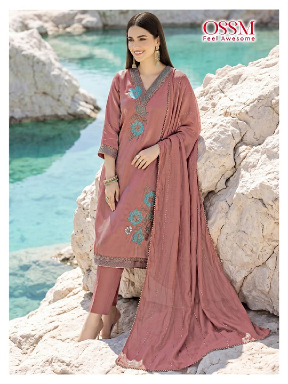 OSSM GULNAAZ WHOLESALE READYMADE ROMAN GLASS FESTIVE COLLECTION 3 PCS SUITS EXPORTER