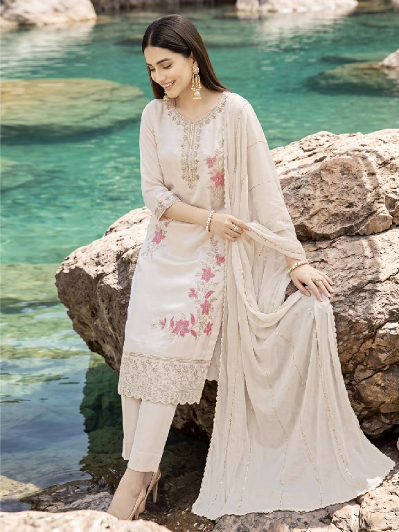 OSSM GULNAAZ WHOLESALE READYMADE ROMAN GLASS FESTIVE COLLECTION 3 PCS SUITS EXPORTER