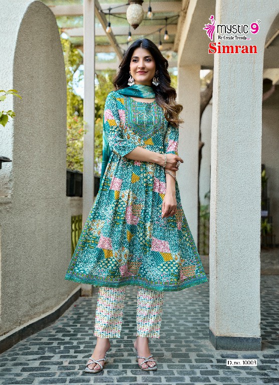MYSTIC SIMRAN VOL 10 WHOLESALE READYMADE RAYON FOLI PRINT NAYRA CUT 3 PCS SUITS FOR EXPORT