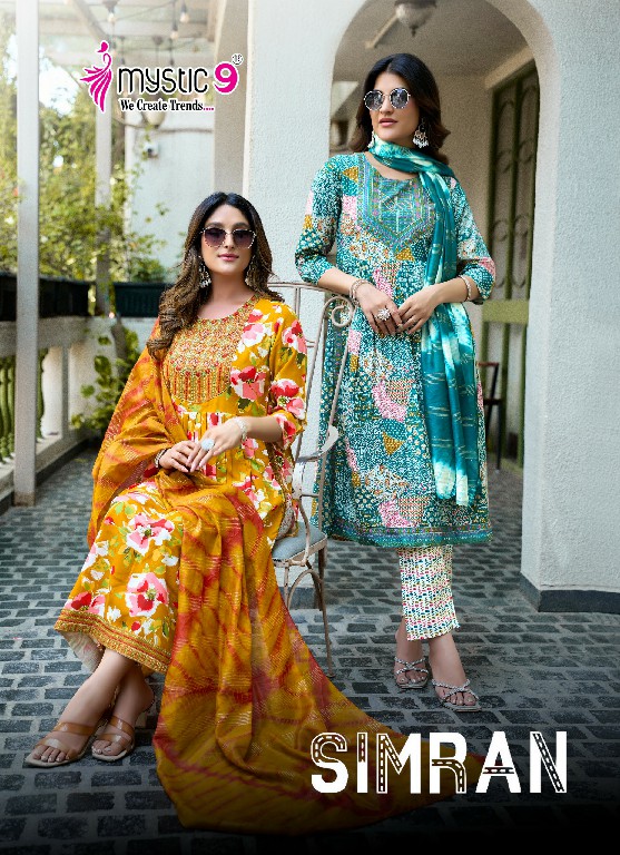 MYSTIC SIMRAN VOL 10 WHOLESALE READYMADE RAYON FOLI PRINT NAYRA CUT 3 PCS SUITS FOR EXPORT
