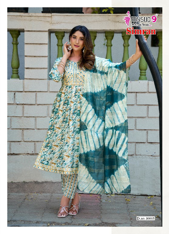 MYSTIC SIMRAN VOL 10 WHOLESALE READYMADE RAYON FOLI PRINT NAYRA CUT 3 PCS SUITS FOR EXPORT