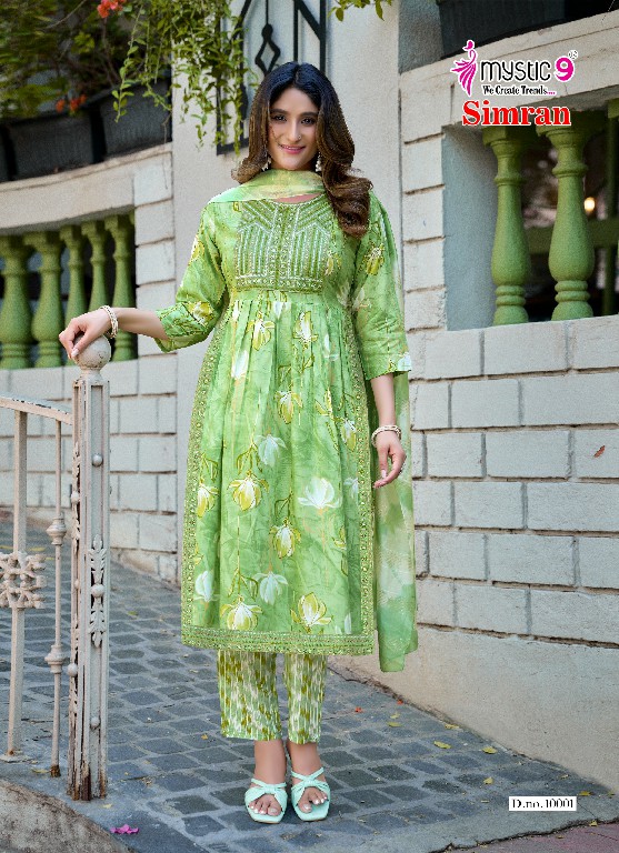 MYSTIC SIMRAN VOL 10 WHOLESALE READYMADE RAYON FOLI PRINT NAYRA CUT 3 PCS SUITS FOR EXPORT