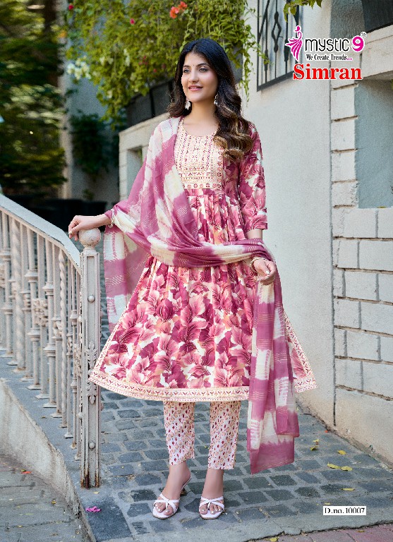 MYSTIC SIMRAN VOL 10 WHOLESALE READYMADE RAYON FOLI PRINT NAYRA CUT 3 PCS SUITS FOR EXPORT