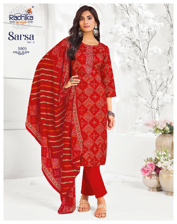 RADHIKA LIFESTYLE SARSA VOL 3 WHOLESALE READYMADE JAAM SATIN BIG SIZE STYLISH LOOK 3 PCS SUITS EXPORTER