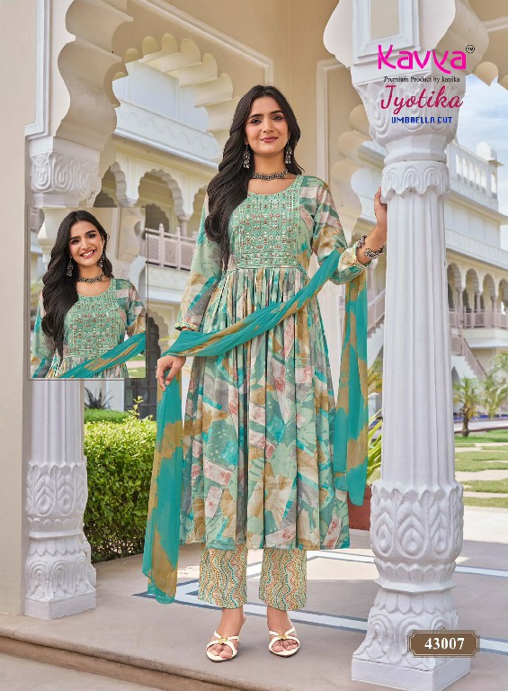 KAVYA JYOTIKA VOL 43 WHOLESALE READYMADE CAPSULE UMBRELLA CUT 3 PCS SUITS FOR WOMEN ONLINE