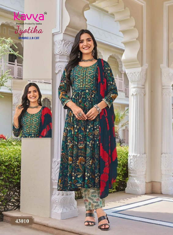 KAVYA JYOTIKA VOL 43 WHOLESALE READYMADE CAPSULE UMBRELLA CUT 3 PCS SUITS FOR WOMEN ONLINE
