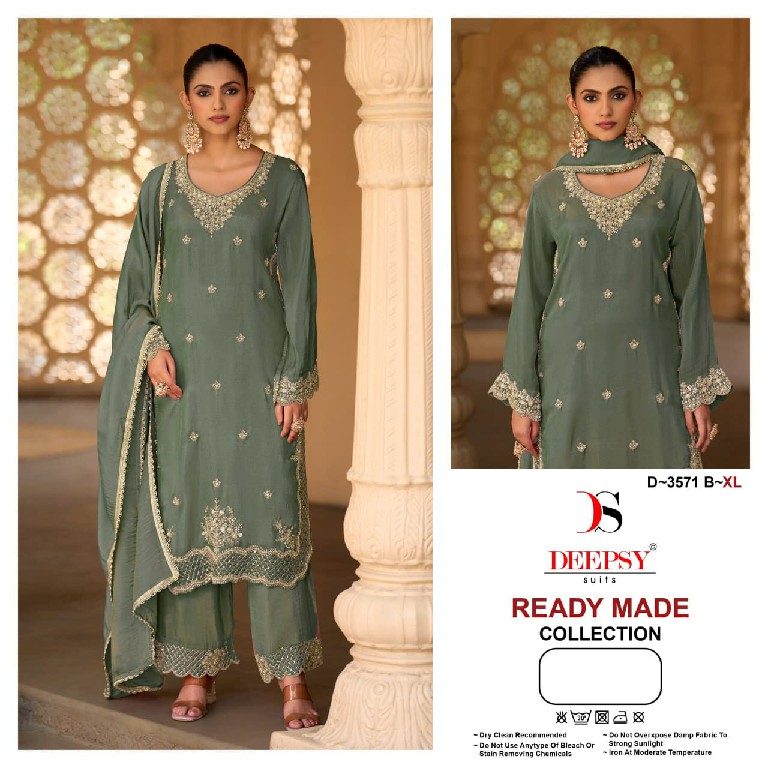 DEEPSY D.NO 3571 WHOLESALE READYMADE VISCOSE TISSUE SILK LONG ATTRACTIVE 3 PCS SUITS SUPPLIER