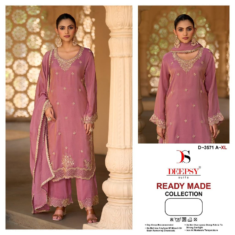 DEEPSY D.NO 3571 WHOLESALE READYMADE VISCOSE TISSUE SILK LONG ATTRACTIVE 3 PCS SUITS SUPPLIER