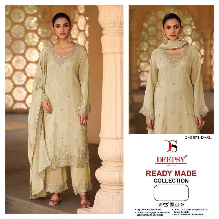 DEEPSY D.NO 3571 WHOLESALE READYMADE VISCOSE TISSUE SILK LONG ATTRACTIVE 3 PCS SUITS SUPPLIER