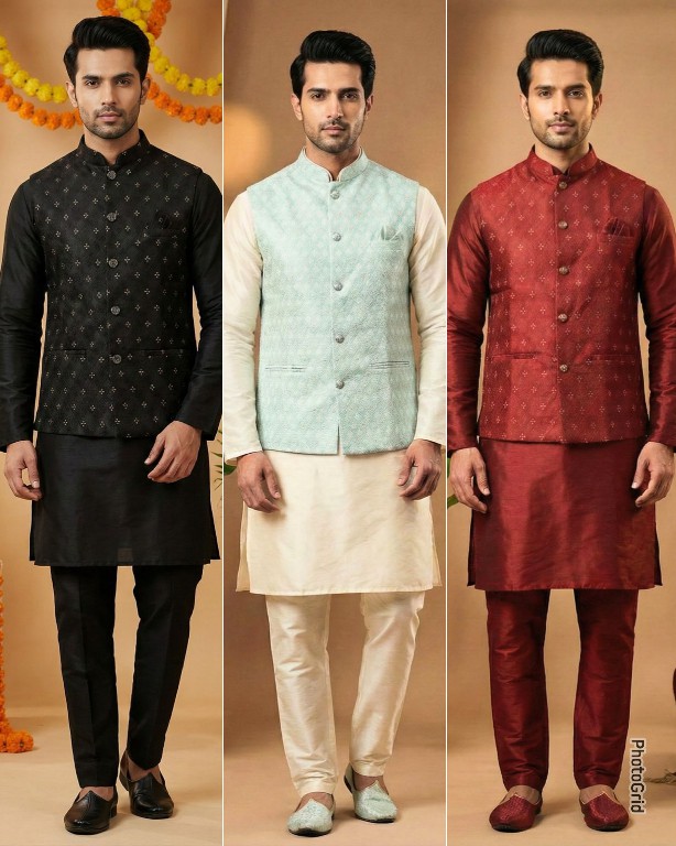 TEXTILEDEAL MANYAVAR NX WHOLESALE READYMADE SILK FESTIVE WEAR KOTI KURTA WITH PANT FOR MEN ONLINE