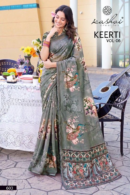 KASHVI CREATION KEERTI VOL 6 WHOLESALE RAGA DIGITAL PRINT WITH WORK FANCY INDIAN SAREES FOR WOMEN ONLINE