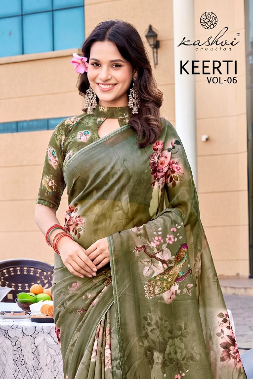KASHVI CREATION KEERTI VOL 6 WHOLESALE RAGA DIGITAL PRINT WITH WORK FANCY INDIAN SAREES FOR WOMEN ONLINE