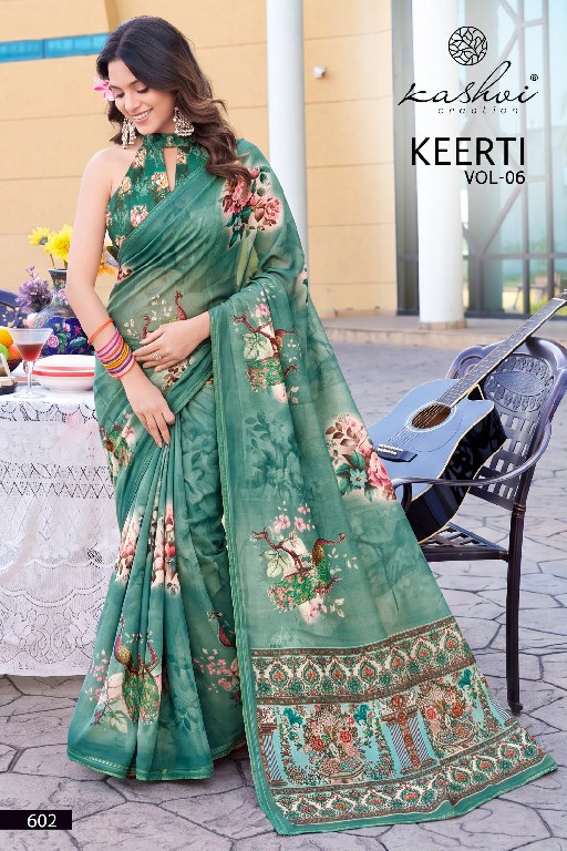 KASHVI CREATION KEERTI VOL 6 WHOLESALE RAGA DIGITAL PRINT WITH WORK FANCY INDIAN SAREES FOR WOMEN ONLINE