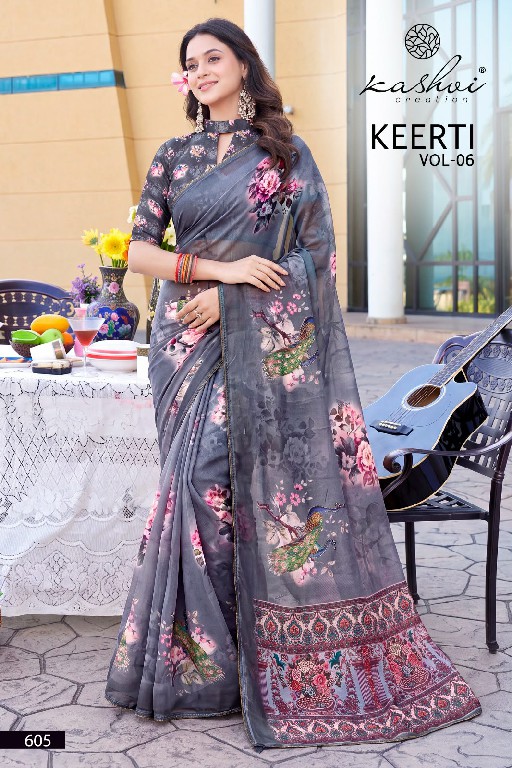 KASHVI CREATION KEERTI VOL 6 WHOLESALE RAGA DIGITAL PRINT WITH WORK FANCY INDIAN SAREES FOR WOMEN ONLINE