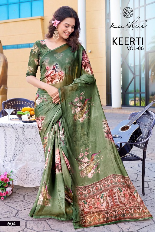 KASHVI CREATION KEERTI VOL 6 WHOLESALE RAGA DIGITAL PRINT WITH WORK FANCY INDIAN SAREES FOR WOMEN ONLINE