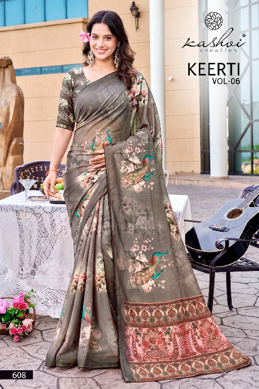 KASHVI CREATION KEERTI VOL 6 WHOLESALE RAGA DIGITAL PRINT WITH WORK FANCY INDIAN SAREES FOR WOMEN ONLINE
