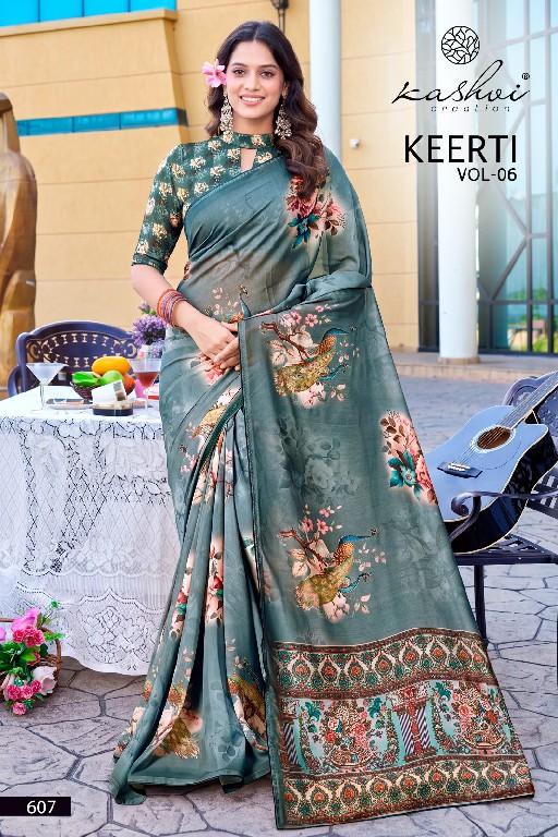 KASHVI CREATION KEERTI VOL 6 WHOLESALE RAGA DIGITAL PRINT WITH WORK FANCY INDIAN SAREES FOR WOMEN ONLINE