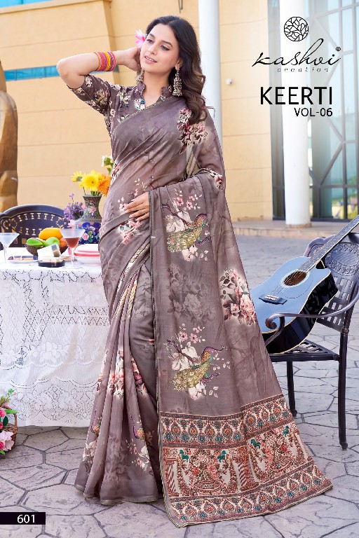 KASHVI CREATION KEERTI VOL 6 WHOLESALE RAGA DIGITAL PRINT WITH WORK FANCY INDIAN SAREES FOR WOMEN ONLINE