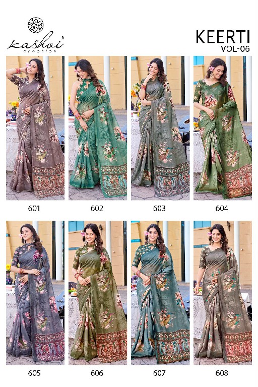 KASHVI CREATION KEERTI VOL 6 WHOLESALE RAGA DIGITAL PRINT WITH WORK FANCY INDIAN SAREES FOR WOMEN ONLINE