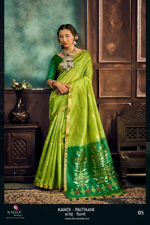 RAJTEX KANOI PAITHANI WHOLESALE TUSSAR SILK HANDLOOM WEAVING ELEGANCE INDIAN SAREES FOR WOMEN SUPPLIER