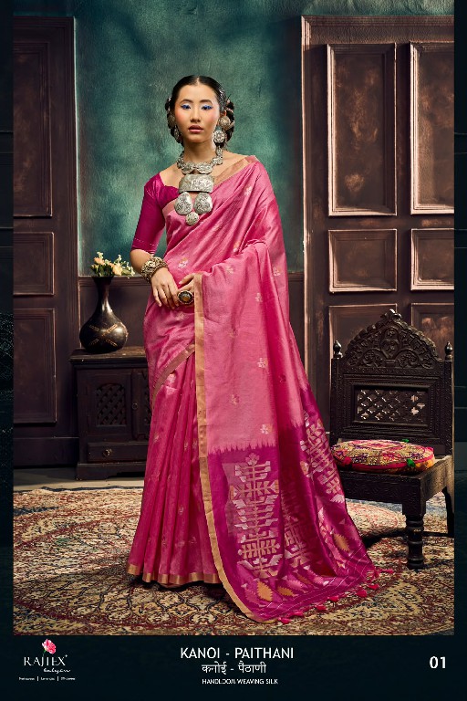 RAJTEX KANOI PAITHANI WHOLESALE TUSSAR SILK HANDLOOM WEAVING ELEGANCE INDIAN SAREES FOR WOMEN SUPPLIER