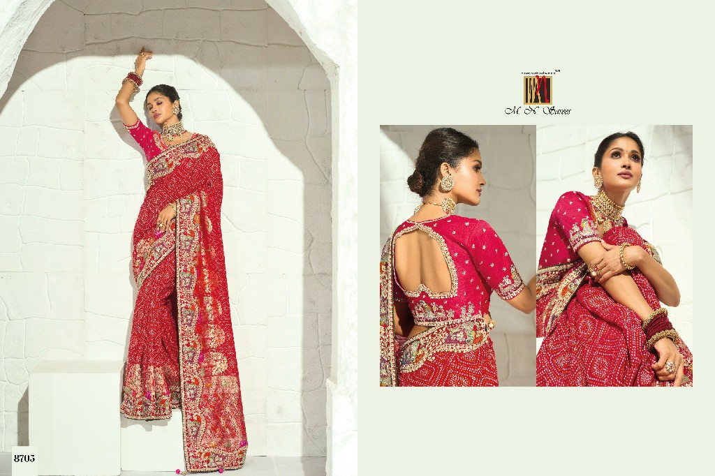 MN SAREES  BANDHEJ 8700 SERIES WHOLESALE PURE GEORGETTE BANDHEJ LUXURIOUS INDIAN SAREES FOR WOMEN ONLINE