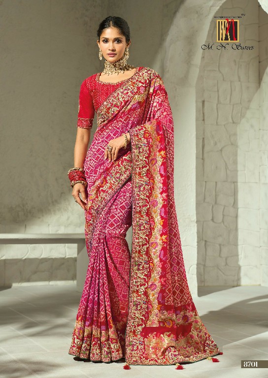 MN SAREES  BANDHEJ 8700 SERIES WHOLESALE PURE GEORGETTE BANDHEJ LUXURIOUS INDIAN SAREES FOR WOMEN ONLINE