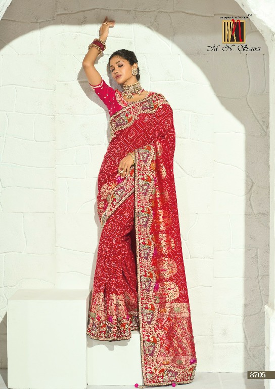 MN SAREES  BANDHEJ 8700 SERIES WHOLESALE PURE GEORGETTE BANDHEJ LUXURIOUS INDIAN SAREES FOR WOMEN ONLINE