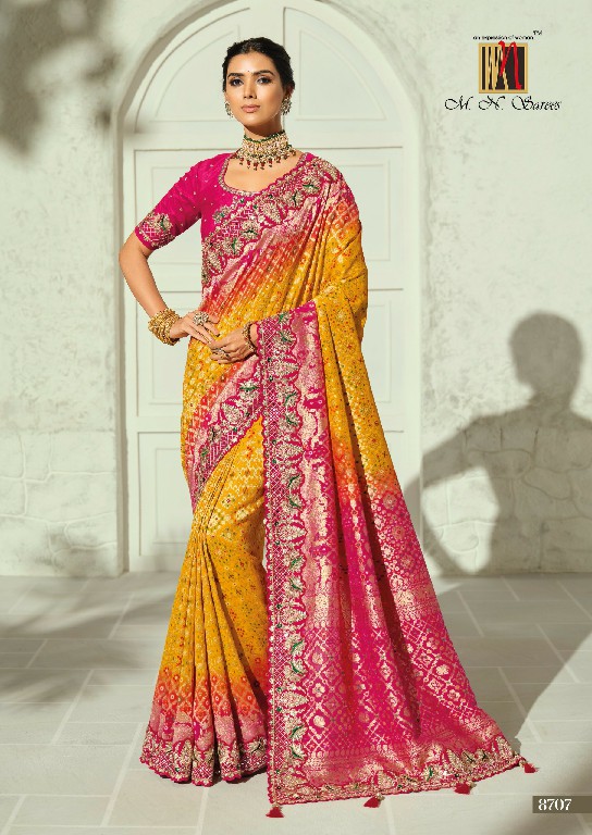 MN SAREES  BANDHEJ 8700 SERIES WHOLESALE PURE GEORGETTE BANDHEJ LUXURIOUS INDIAN SAREES FOR WOMEN ONLINE
