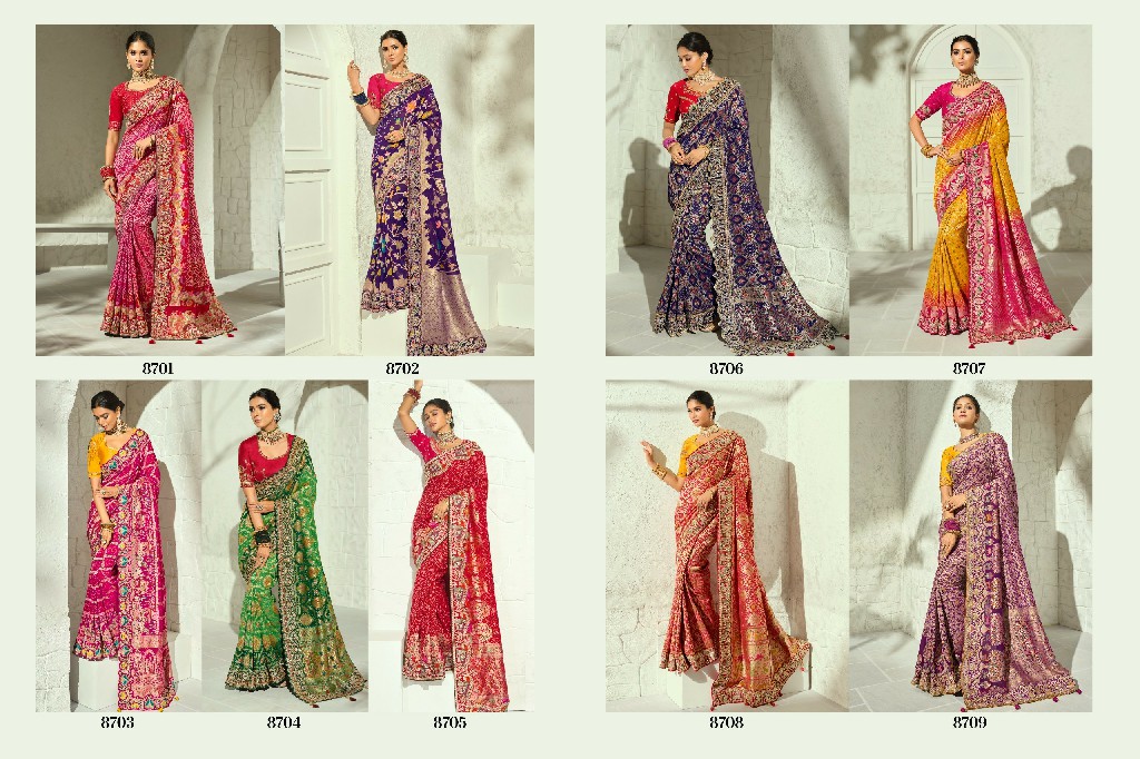 MN SAREES  BANDHEJ 8700 SERIES WHOLESALE PURE GEORGETTE BANDHEJ LUXURIOUS INDIAN SAREES FOR WOMEN ONLINE