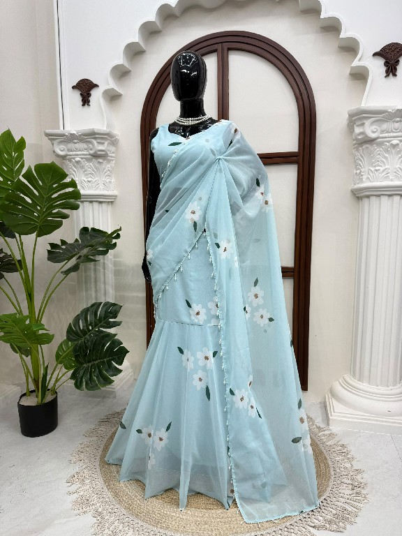 TEXTILEDEAL D.NO QRC-409 WHOLESALE FOUX GEORGETTE DIGITAL PRINTED TRENDING LEHENGA SAREES FOR WOMEN EXPORTER