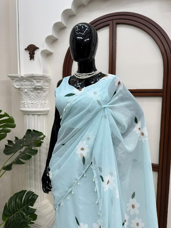 TEXTILEDEAL D.NO QRC-409 WHOLESALE FOUX GEORGETTE DIGITAL PRINTED TRENDING LEHENGA SAREES FOR WOMEN EXPORTER