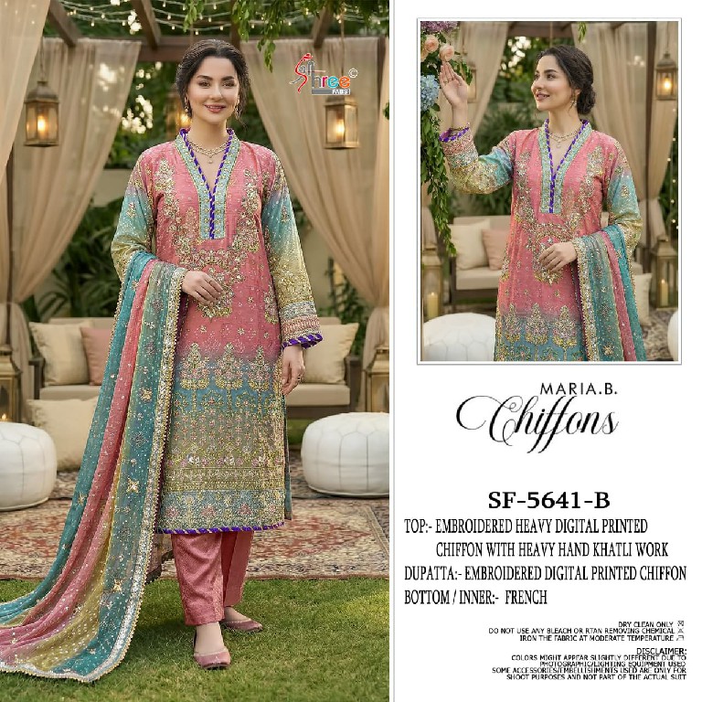 SHREE FABS D.NO 5641 WHOLESALE HEAVY CHIFFON UNIQUE DESIGN PAKISTANI UNSTITCH SALWAR SUITS EXPORTER