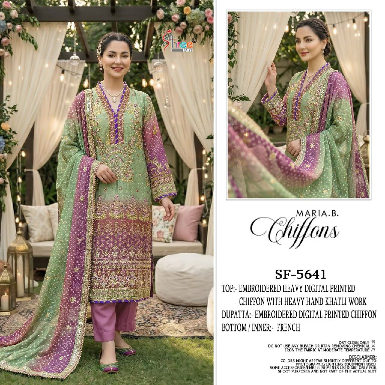 SHREE FABS D.NO 5641 WHOLESALE HEAVY CHIFFON UNIQUE DESIGN PAKISTANI UNSTITCH SALWAR SUITS EXPORTER