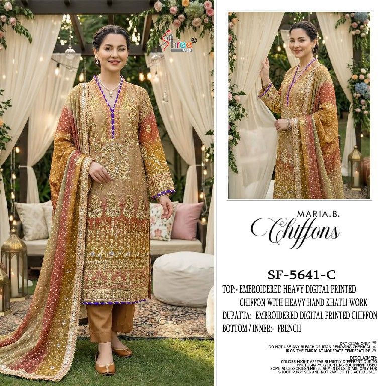 SHREE FABS D.NO 5641 WHOLESALE HEAVY CHIFFON UNIQUE DESIGN PAKISTANI UNSTITCH SALWAR SUITS EXPORTER