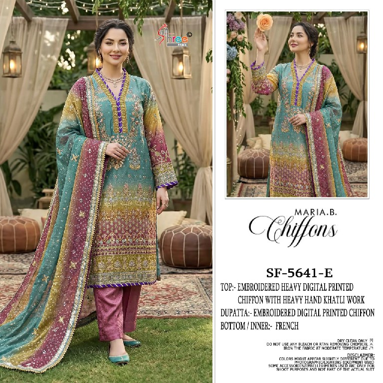 SHREE FABS D.NO 5641 WHOLESALE HEAVY CHIFFON UNIQUE DESIGN PAKISTANI UNSTITCH SALWAR SUITS EXPORTER