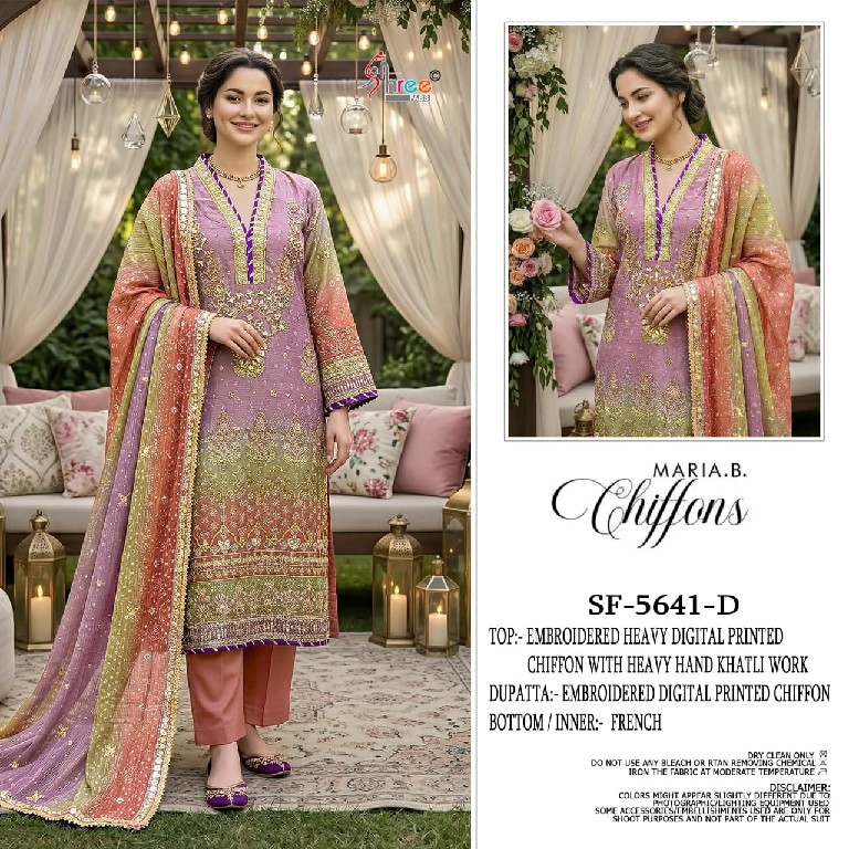 SHREE FABS D.NO 5641 WHOLESALE HEAVY CHIFFON UNIQUE DESIGN PAKISTANI UNSTITCH SALWAR SUITS EXPORTER