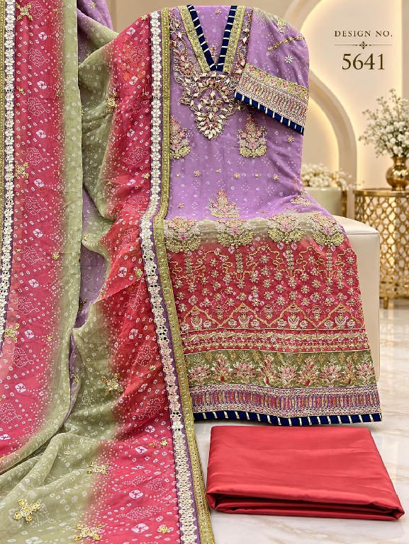 SHREE FABS D.NO 5641 WHOLESALE HEAVY CHIFFON UNIQUE DESIGN PAKISTANI UNSTITCH SALWAR SUITS EXPORTER