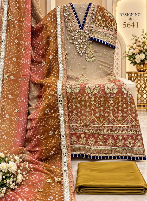SHREE FABS D.NO 5641 WHOLESALE HEAVY CHIFFON UNIQUE DESIGN PAKISTANI UNSTITCH SALWAR SUITS EXPORTER