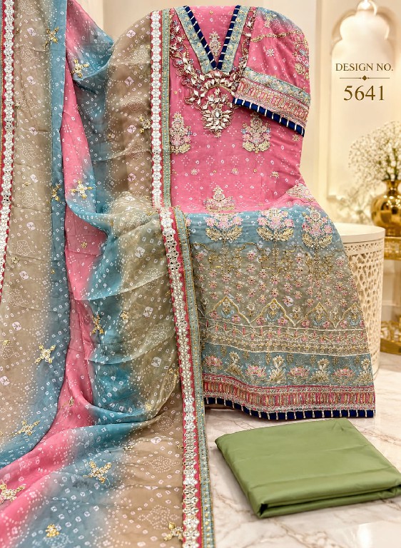 SHREE FABS D.NO 5641 WHOLESALE HEAVY CHIFFON UNIQUE DESIGN PAKISTANI UNSTITCH SALWAR SUITS EXPORTER