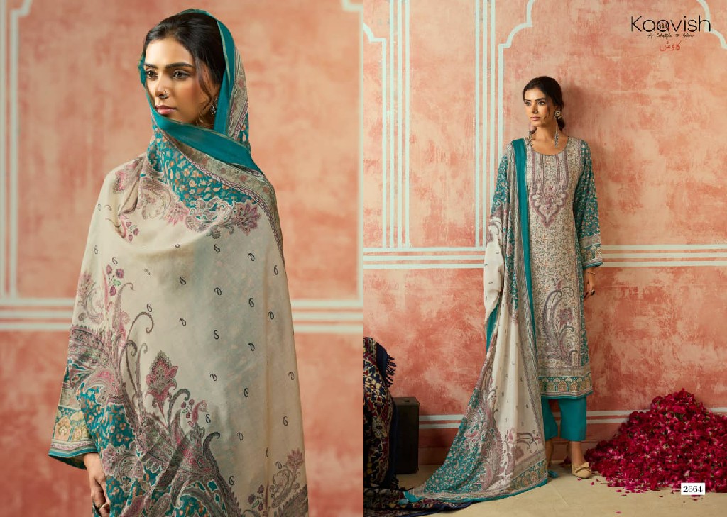 KAAVISH KHWAAB WHOLESALE VISCOSE PASHMINA WINTER WEAR UNSTITCH SALWAR SUITS FOR EXPORT