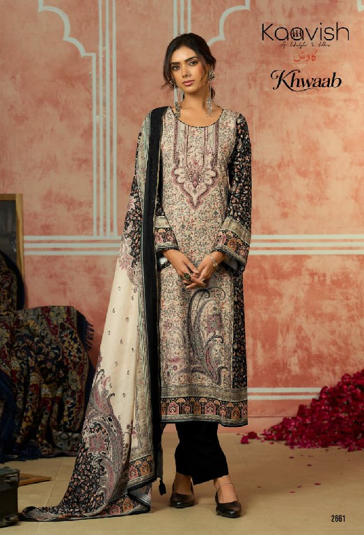 KAAVISH KHWAAB WHOLESALE VISCOSE PASHMINA WINTER WEAR UNSTITCH SALWAR SUITS FOR EXPORT