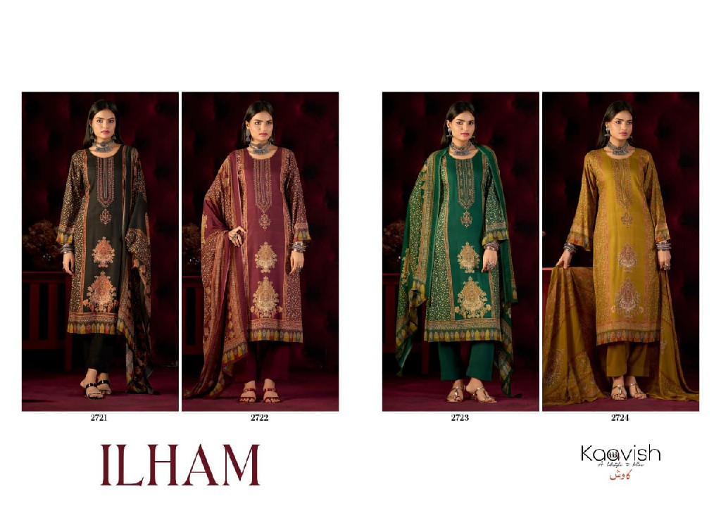 KAAVISH ILHAM WHOLESALE VISCOSE PASHMINA WINTER SPECIAL UNSTITCH SALWAR SUITS ONLINE